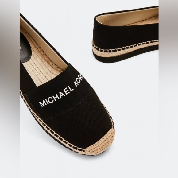 Michael Kors Vicky Slip-On Black White Espadrille Flats Size 8 Women’s Canvas - Picture 4 of 10